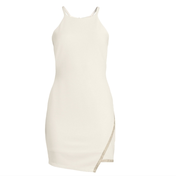 Planet Gold Rhinestone Trim Cocktail Dress - Picture 1 of 5